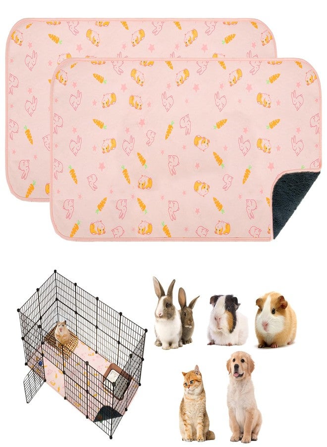 Homimp 2 Pack Guinea Pig Cage Liners,Washable Small Animal Bedding,Waterproof Reusable & Anti Slip Guinea Pig Pee Pad Fast and Super Absorbent Mat for Small Animal Rabbit Bunny Hamster,Pink 24"x47" - Image 1